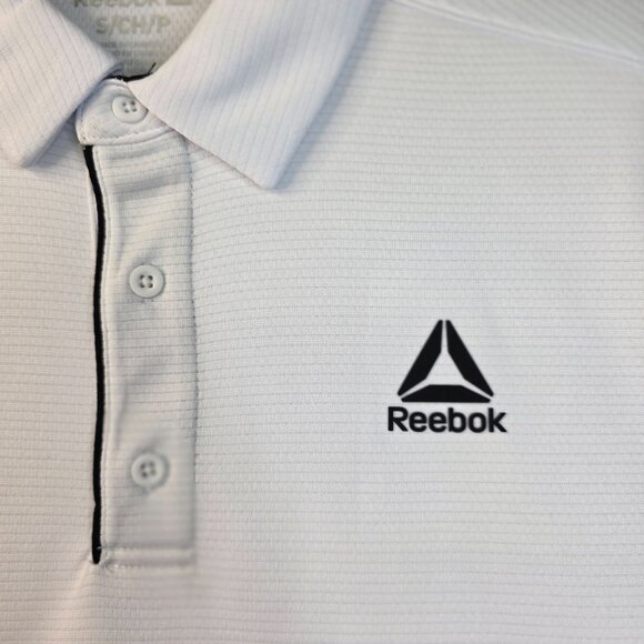 Reebok Polo Shirt S Short Sleeve Stark White Moisture Wicking Lightweight Casual - Picture 2 of 6